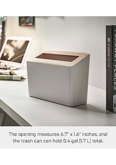 Rın Masa Üstü Çöp Kovası Beyaz Abs Reçine Ahşap Minimalist 22 X 9 X 15 5 Cm Diğer