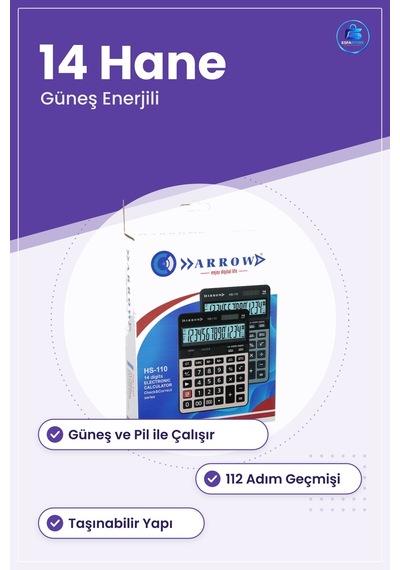 Hesap Makinesi Haneli Güneş Enerjili Pilli Adım Kontrollü Ofis Mu Çok Renkli
