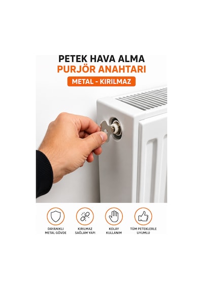 Petek Hava Alma Anahtarı Purjör Anahtarı Metal Kırılmaz Kaliteli Radyatör Hava Alma Aparatı