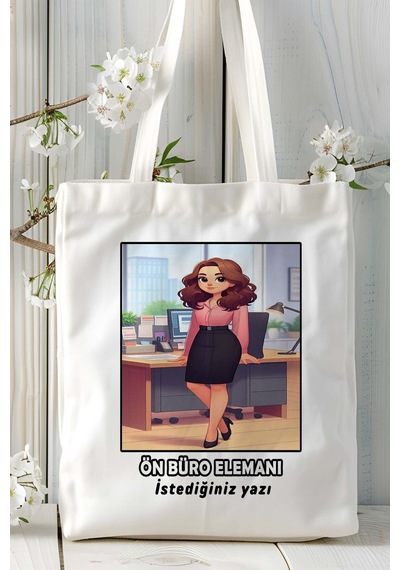Art Hediye Ön Büro Elemanı Baskılı Bez Omuz Çantası Kişiye Özel Model 11 Çok Renkli
