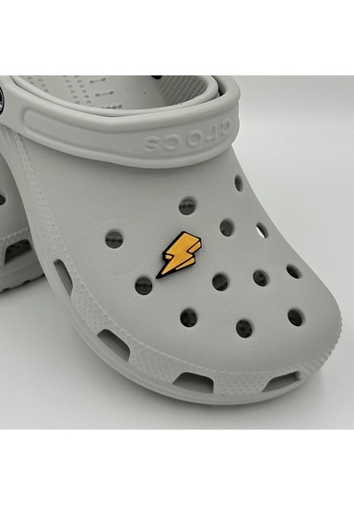 Crocs Terlik Süsü Ve Aksesuarı , Çanta Süsü Renkli Jibbitz 3d Kabartmalı Şimşek 05 Görselli Figür Aksesuarı Hardal-siyah
