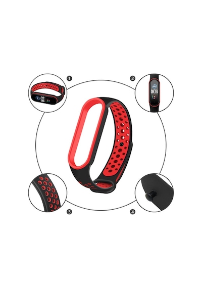 Xiaomi Mi Band 5 / 6 Kordon Nike Spor Delikli Kordon