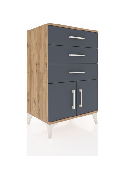 Hyperion Komodin 3 Çekmeceli 2 Kapaklı 60x44x96 Çam-antrasit Atlas Çam