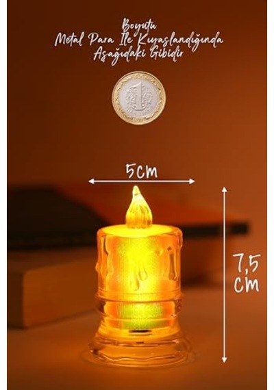 Tr 3 Adet Led Mum Simli Tipi Pil Dahil Dumansız Alev Ledli Yapay Dekoratif Mum Işığı Orta Pt421 Diğer