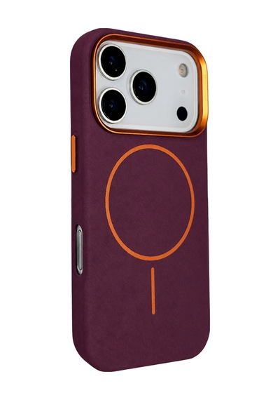 Joko Apple iPhone Uyumlu 18 Pro Max Luno Deri Magsafe Kapak - Bordo 00