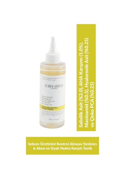 Derma Armour Amber Sebum Balancing Akne ve Siyah Nokta Karşıtı Tonik 200 ML