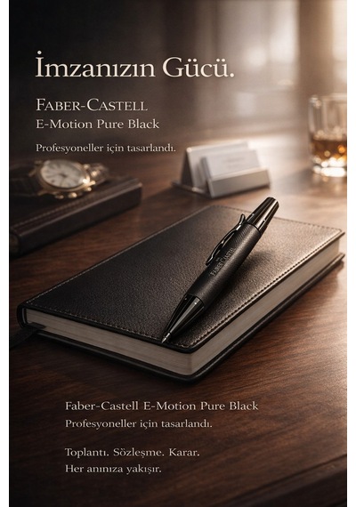 Faber-castell E-motion Pure Black Premium Tükenmez Kalem Metal Gövde, Mat Siyah Pvd Diğer