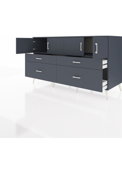 Kronos Konsol 2 Raflı 4 Çekmeceli 4 Kapaklı 176x59x99 Antrasit-an Antrasit-antrasit