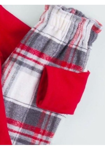 Baby Rose Kız Çocuk Triko Hırkalı Ekose Pantolonlu 3lü Takım-14927 Kırmızı
