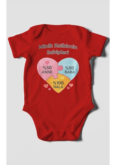 Morivokids Aileye Özel Kısa Kollu Bebek Body %100 Pamuk Kırmızı