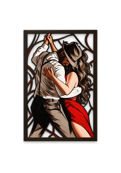 Tutkulu Tango Kucaklaşması Metal Tablo 63x95 Cm Çok Renkli