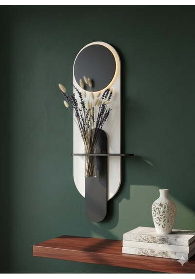 Petunya Ahşap Pilli Ledli İskandinav Tarzı Salon Duvar Rafı Modern Çiçeklik 27 X 90 Cm Paris Grisi - Antrasit