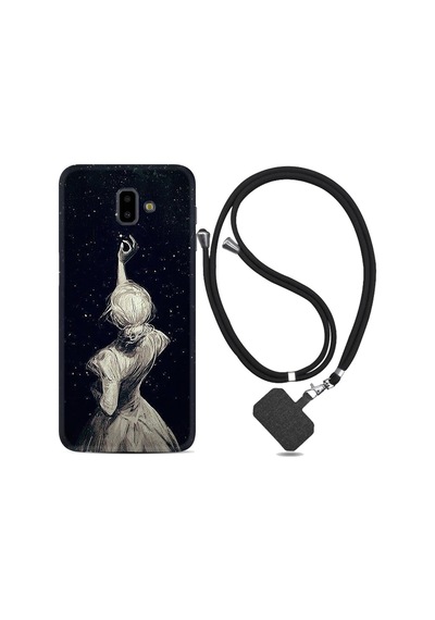 Samsung Uyumlu Galaxy J6 Plus Kılıf Ipli Askılı Star Woman 1332
