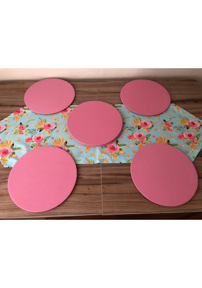Mint Zemin Üzerine Pembe Gül Desenli Runner &supla Pembe