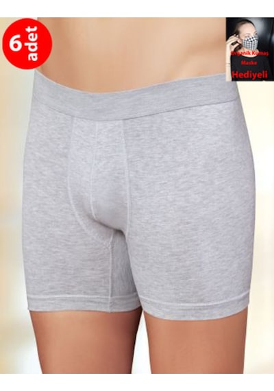 Erkek Gri Likralı Boxer 6 Lı Paket Me031 Gri