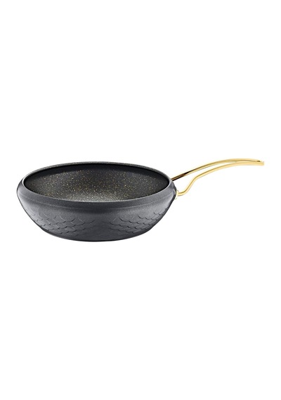 3519-16 Parça - Bio Granit -tencere, Tava, Düdüklü Tam Çeyiz Seti, Antrasit Gövde - Gold Detay Diğer