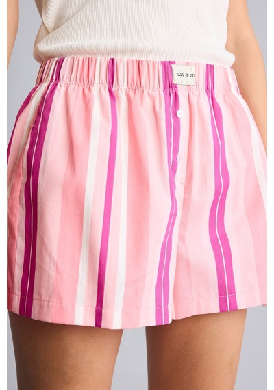 Defacto %100 Pamuk Regular Fıt Çizgili Şort Pijama Altı I3828ax26hspn40 Pembe-pn40