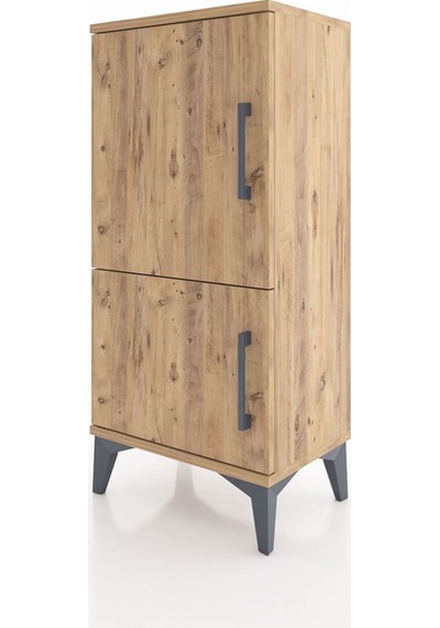 Arges Komodin 3 Raflı 2 Kapaklı 44x30x96 Çam-çam Çam