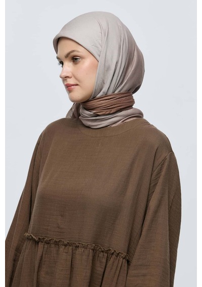 Moda Kaşmir Mirora Desen Bambu Eşarp Koyu Vizon