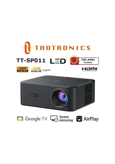 TaoTronics TT-SP011 LED Projeksiyon 1080P Ev Sinema, WiFi, Bluetooth  Lisanslı Google TV