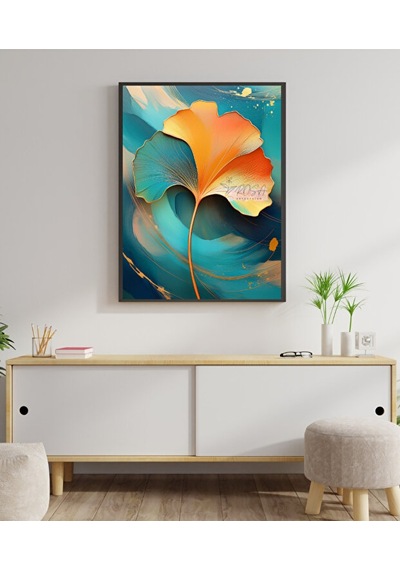 Tablo Ahşap Çerçeveli Tablo Çerçeveli Poster Gingko Biloba Tek Yapraklı , Çiçek Temalı Tablo