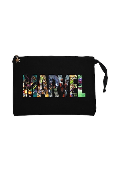 Marvel Heroes in Post Siyah Clutch Astarlı Cüzdan / El Çantası Siyah
