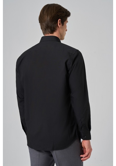 Morven Erkek Siyah Basic Regular Fit Sert Yaka Gömlek 25mc004072001 Siyah