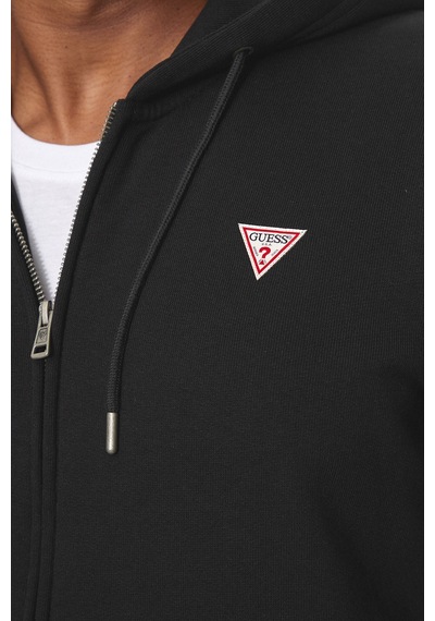 Guess Erkek Gj İnce Fermuar Kapüşonlu Sweatshirt - Siyah Siyah
