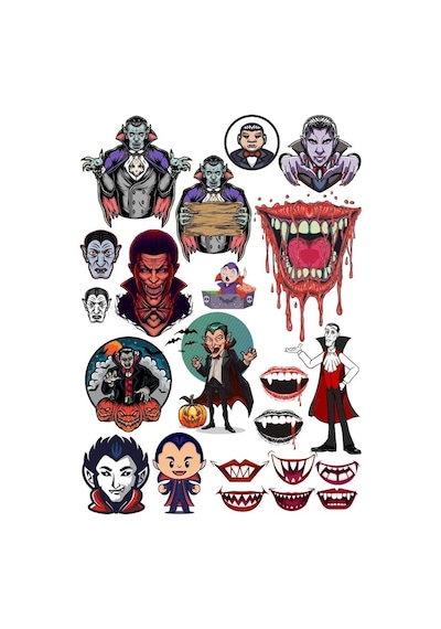 Vampir Sticker Set 2 16 Parça Telefon, Tablet, Defter, Laptop Sticker