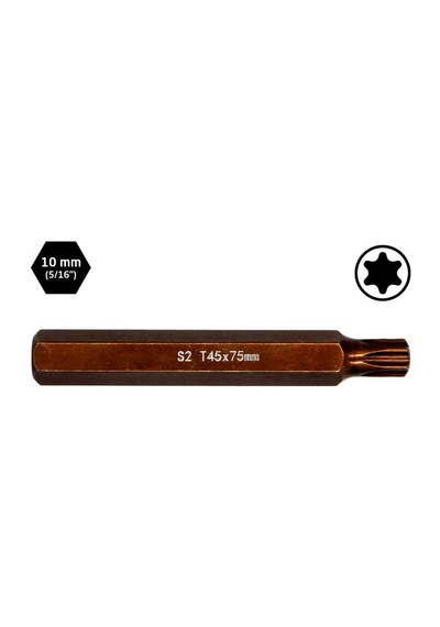 6568 Uzun Torx Bits Uç T45x75 Mm 10 Mm Saplı