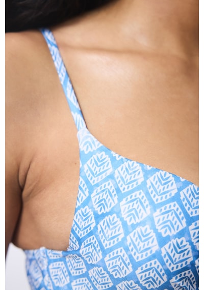 Penti Mavi Baklava Desenli Push Up Bikini Üstü