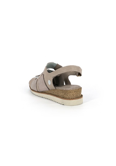 Mammamia D26ys-5035 Kadın Hakiki Deri Günlük Casual Sandalet Krem