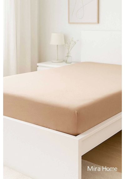 Çift Kişilik Düz Penye %100 Pamuklu Lastikli Çarşaf 180x200 Newsheet Kahverengi Çok Renkli