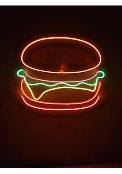 Hamburger Neon Led Burger Tabela Neon Duvar Dekorasyonu - N.25