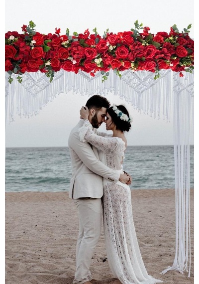 Yapay Çiçek Kırmızı Gül Tak Organizasyon Nişan Düğün Dekor Çiçeği Süsleme Tag 25x130cm
