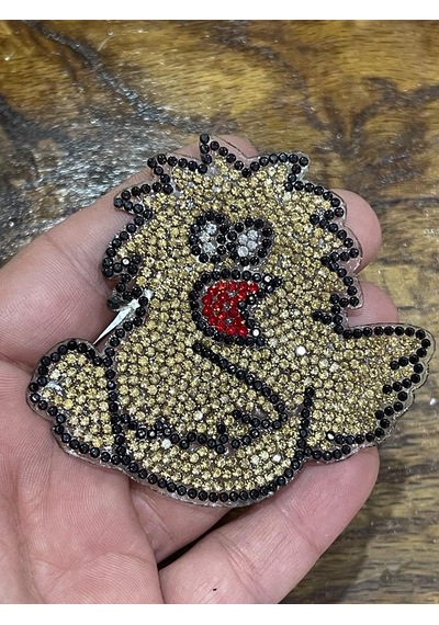 7x6 Cm Ütü Ile Yapışan Taşlı Civciv Aplike Arma Yama Dikiş Aksesuarı