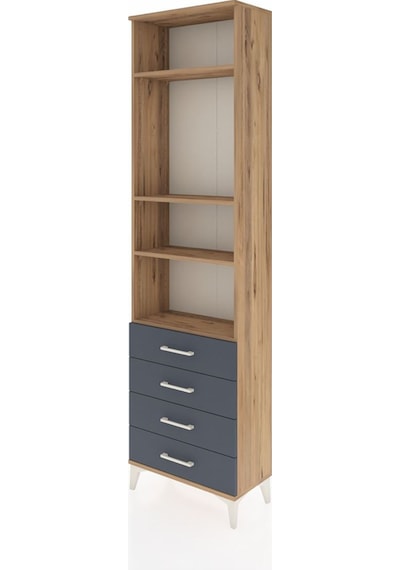 Arges Dolap 4 Raflı 4 Çekmeceli 60x30x221 Çam-antrasit Çam