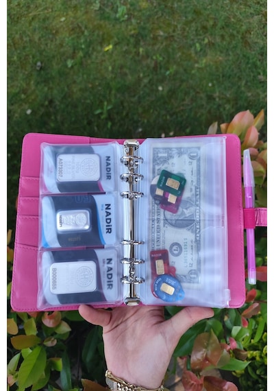 Bütçe Planlayıcı Para Organizeri - Fuşya Kilitli Ajanda Sticker Hediyeli