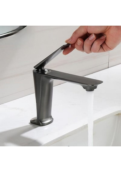 Sensa Kısa Lavabo Bataryası Mat Füme