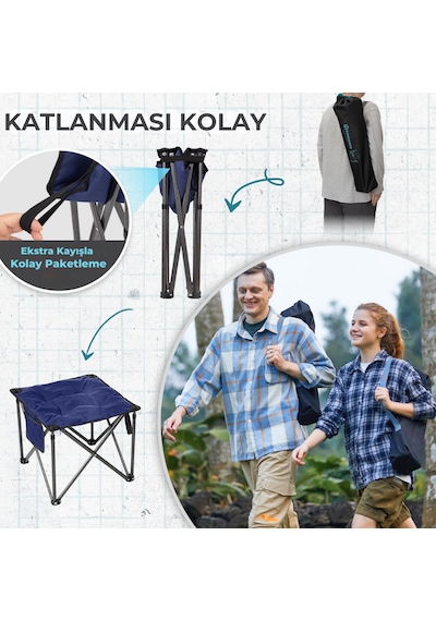 Fundango Cozy Stool Plus Ultra Konforlu Destekli Katlanır Tabure Blue Mavi