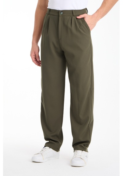 Gugus Erkek Baggy İthal Kumaş Pantolon Haki