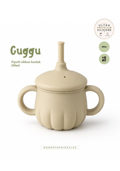 Tgm Baby Guggu Ultra Premium Silikon Pipetli Alıştırma Bardağı 200 Ml Açık Yeşil