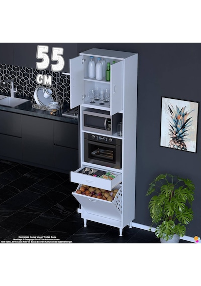 Modilayn Ece Fırın Bölmeli Kapaklı Çekmeceli Sepetli Çok Amaçlı Mutfak Dolabı 55 Cm Beyaz Modilayn Ece Fırın Bölmeli Kapaklı Çekmeceli Sepetli Çok Amaçlı Mutfak Dolabı 55 Cm Beyaz