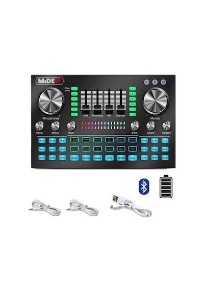 Midex MX-2020 Diamond Set Efektli Ses Kartı Mikrofon Kulaklık Stand Kayıt Canlı Yayın Seti (PC ve Telefon)