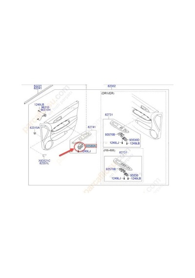 Hyundai İ20 Düğme Kapi Ön Cam 2008-2015 935801j002 1.4, 1.2, 1.4 Crdı, 1.1 Crdi