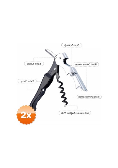 2 Adet Garson Tipi Tirbuşon Çok Fonksiyonlu Katlanabilir Profesyonel 12 Cm Diğer