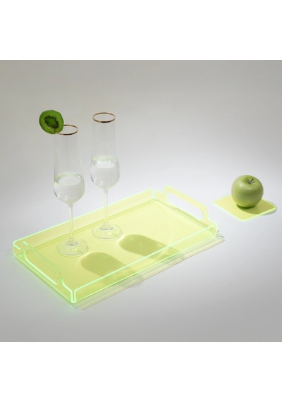 Vasa Neon Pleksi Tepsi Yeşil 35x20 Cm Çok Renkli