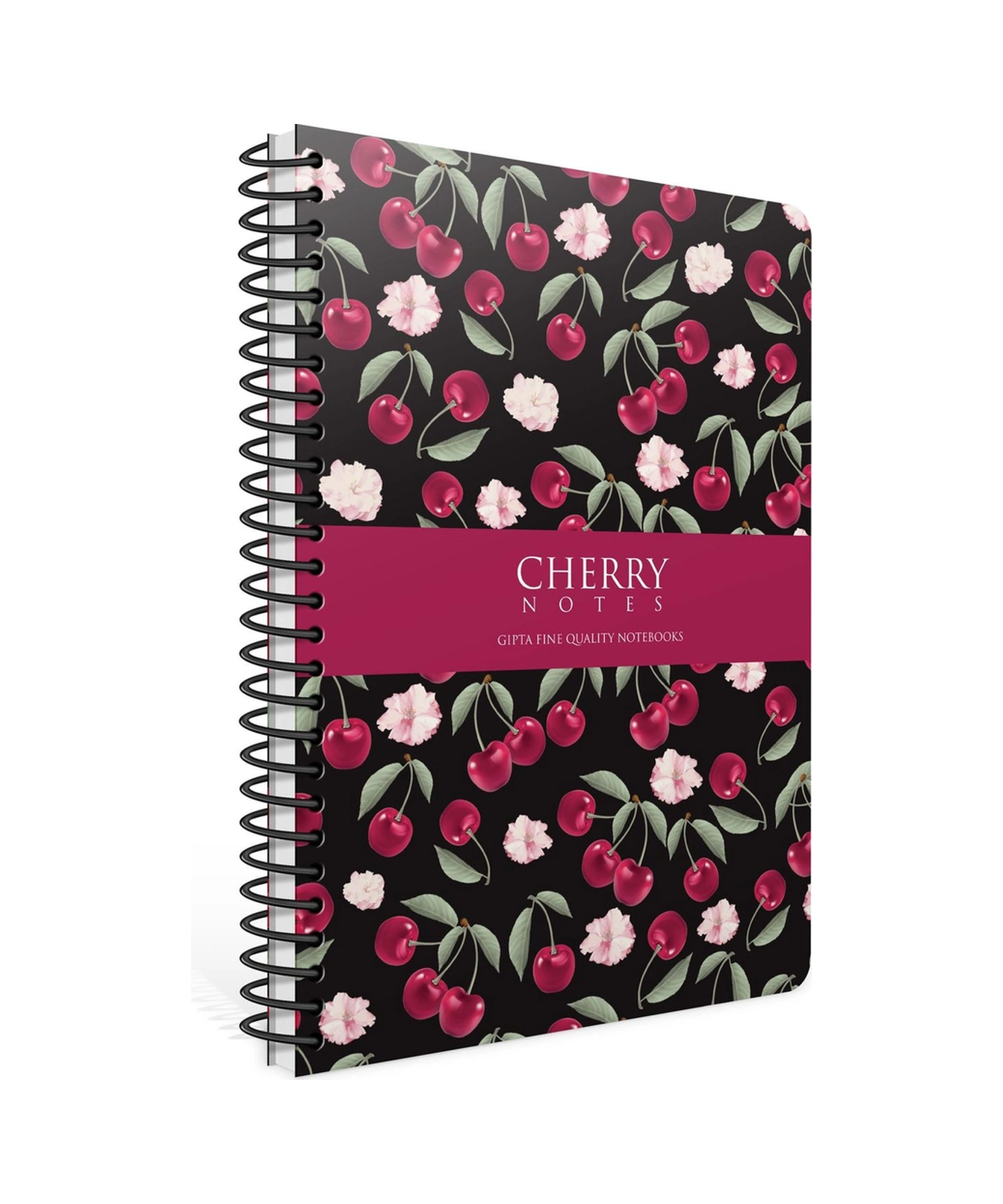 Cherry 17x24 Spiralli Sert Kapak Çizgili Defter 120 Yaprak Siyah