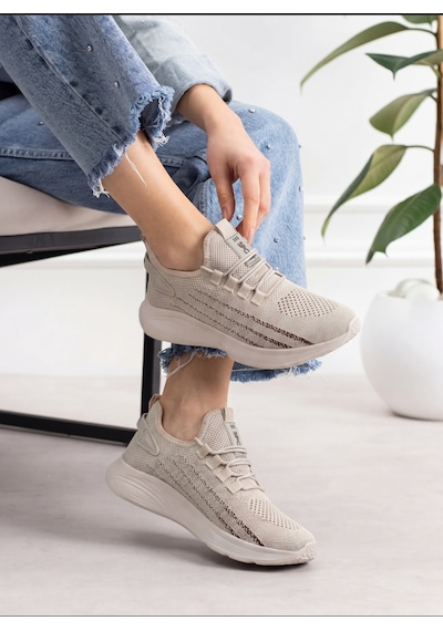 Bej Unisex Yürüyüş Hafif Triko Ayakkabı-015 Bej