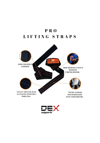 Lifting Straps Pro Padded , Halter Kayışı 2 Li Paket Turuncu